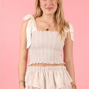 KOCH Size S • Stripe Cece Shirred Tie Top.